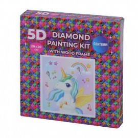 Deimantinė mozaika su mediniu rėmeliu  Unicorn  20x20