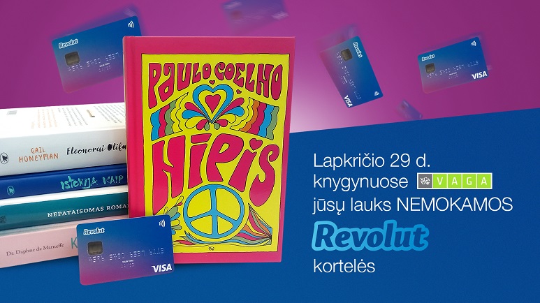 Nemokamas Revolut kortelių dalinimas knygynuose VAGA